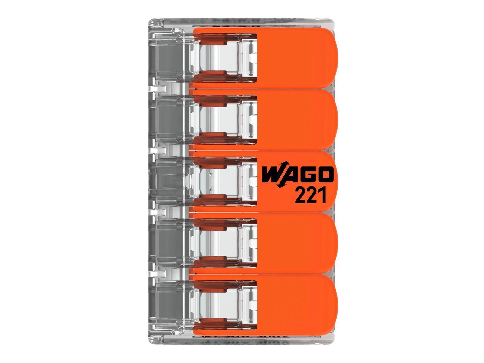 Compact-Verbindungsklemme WAGO, für alle Leiterarten, 5 Klemmstellen, 6mm²