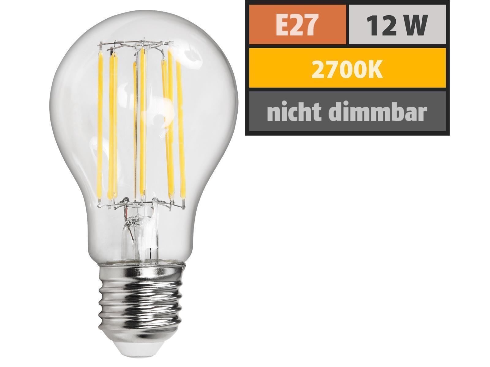 LED Filament Glühlampe McShine ''Filed'', E27, 12W, 1521lm, warmweiß, klar