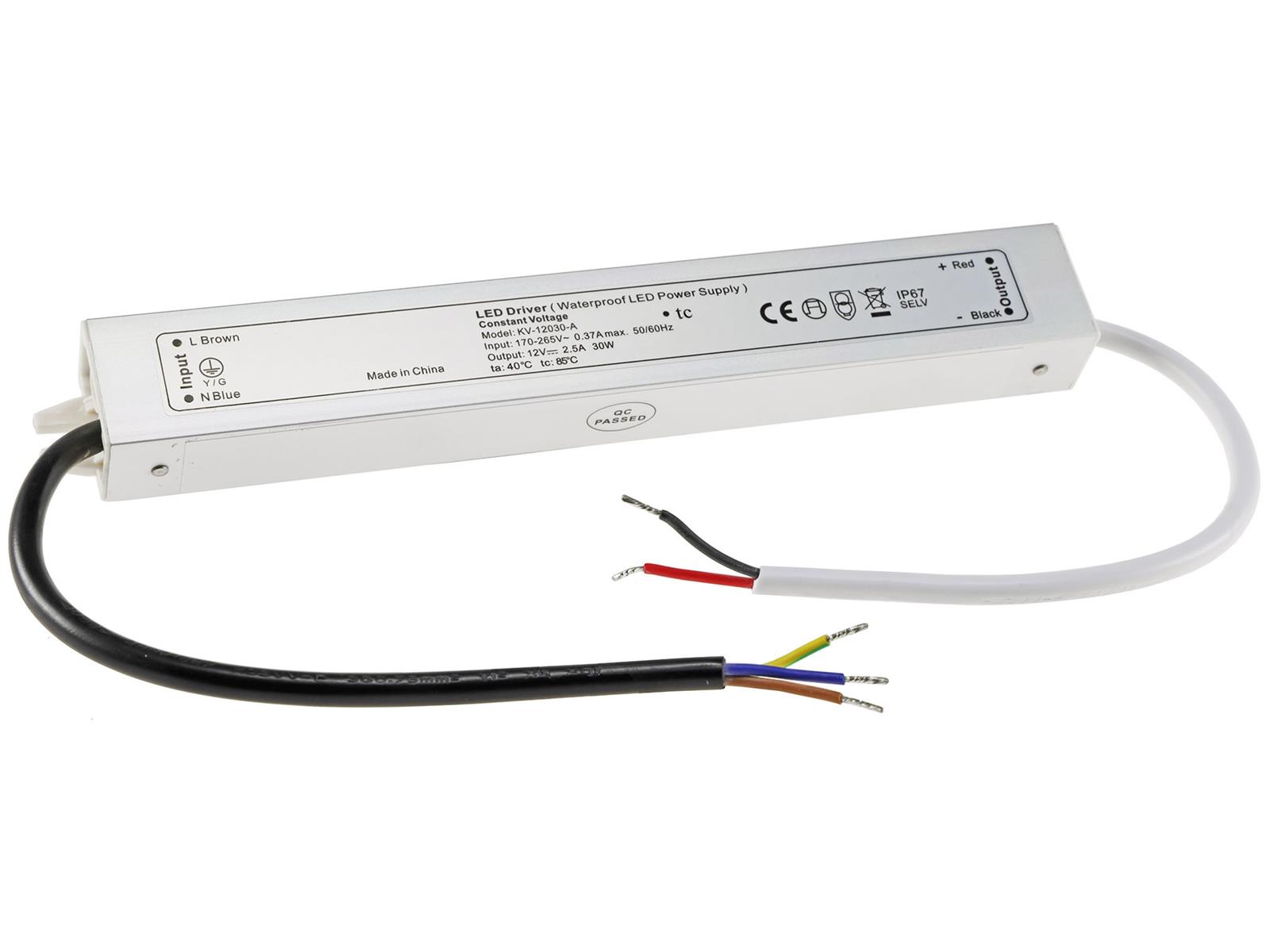 LED-Trafo IP67 wasserdicht, 1-30WEin 220-240V, Aus 12V= Konstantspannung