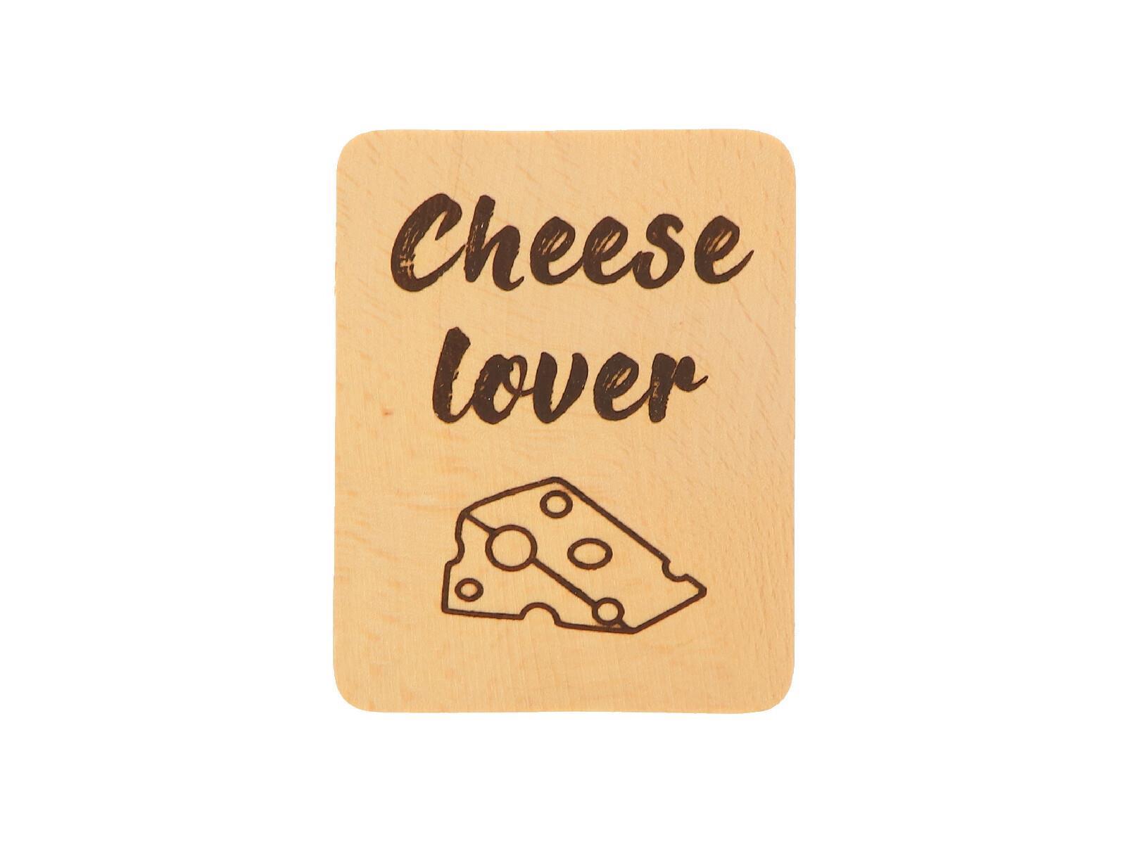 Untersetzer, rechteckig mit Motiv Cheese lover" aus Holz 10 cm"