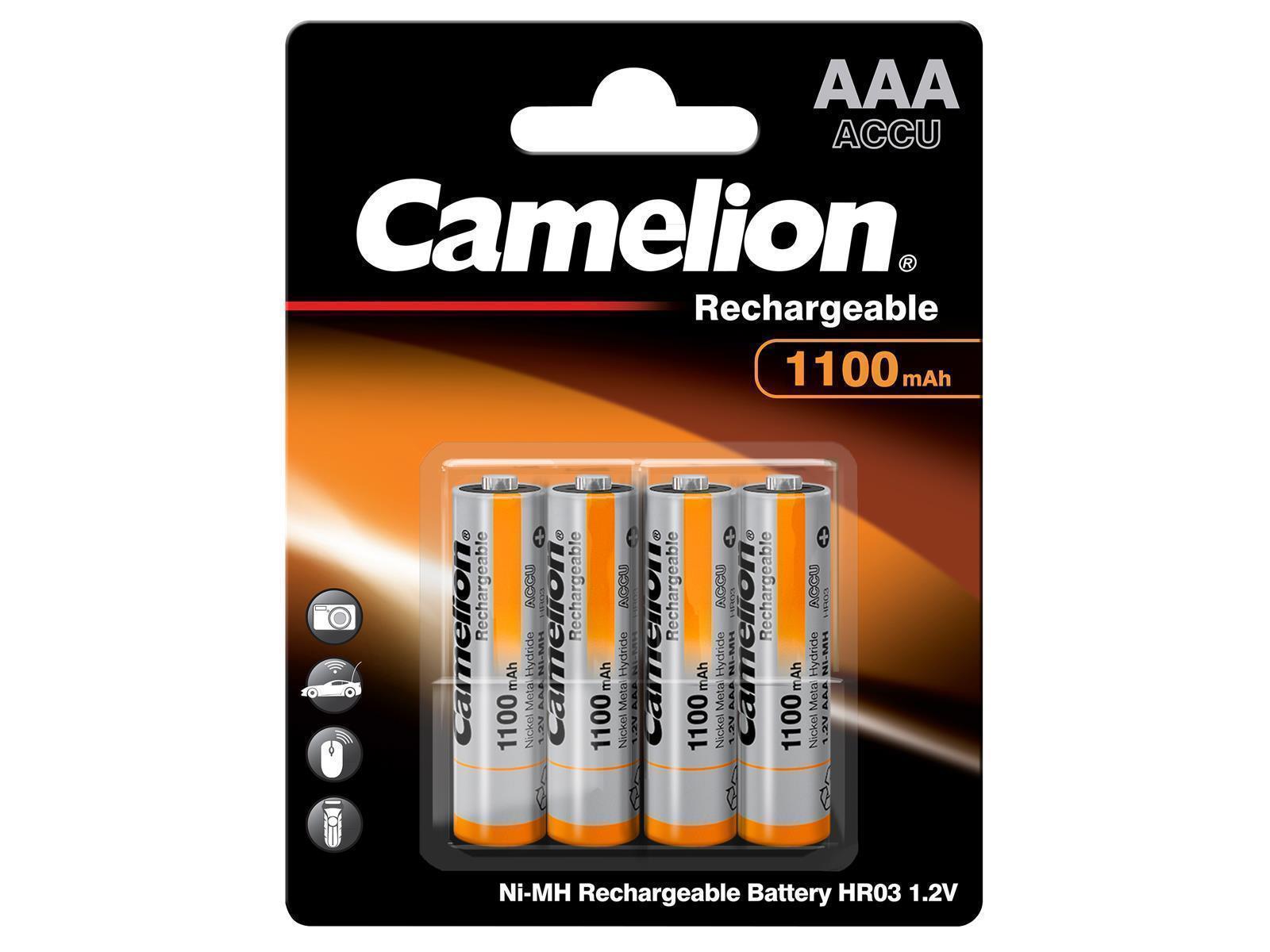 Micro-Akku CAMELION 1,2 V, 1.100 mAh, Typ AAA, NiMH, 4er-Blister