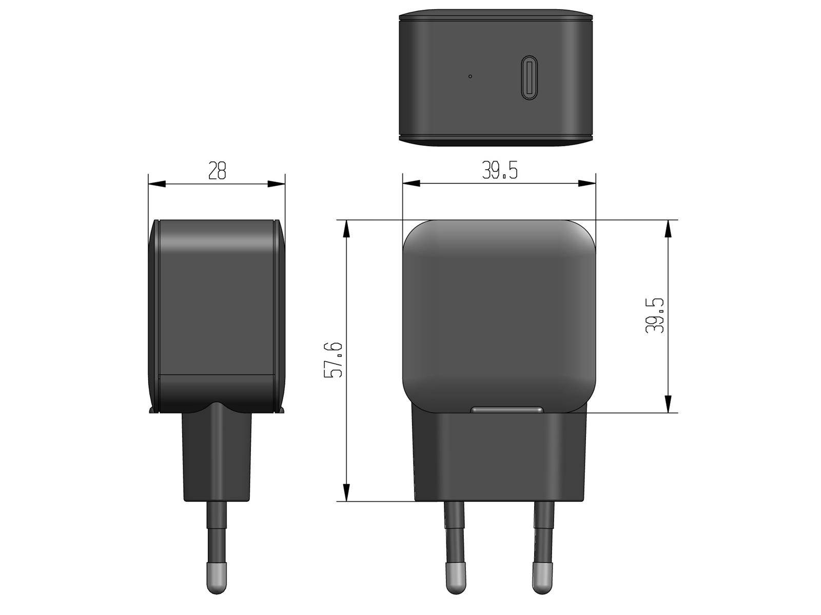 Stecker-Netzteil mit USB-C "CTN-PD20"Ein 100-240V~, 5V/9V/12V, 20W