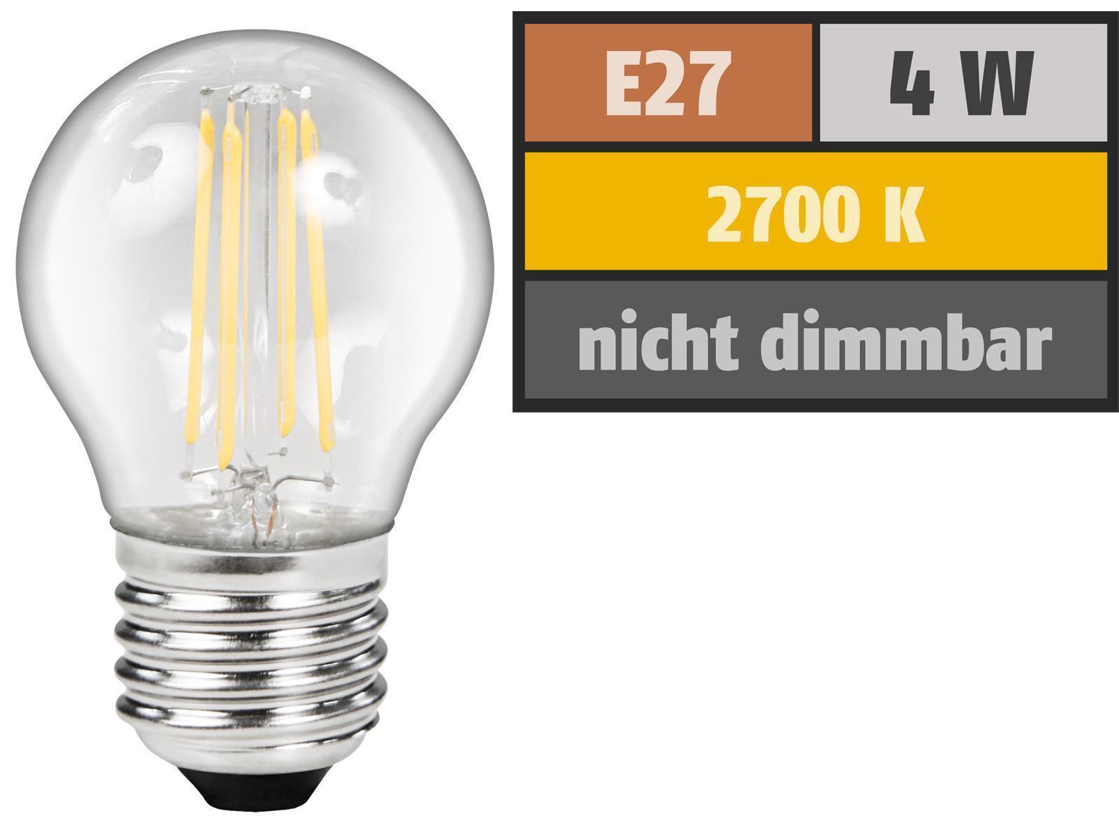 LED Filament Tropfenlampe McShine ''Filed'', E27, 4W, 490lm, warmweiß, klar