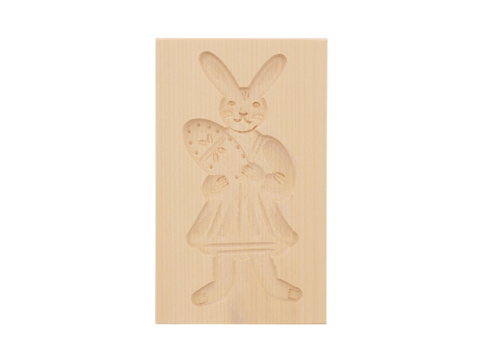 Spekulatiusform, 1 Bild, Osterhasenfrau aus Holz 15 cm