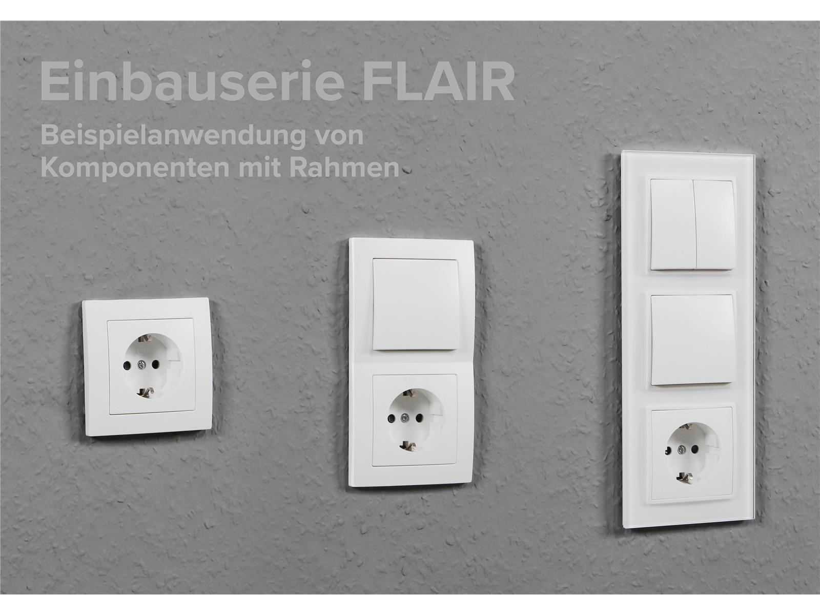 Schalter und Steckdosen Set McPower Flair ''Tür 2-fach-Style'' weiß + Glasrahmen