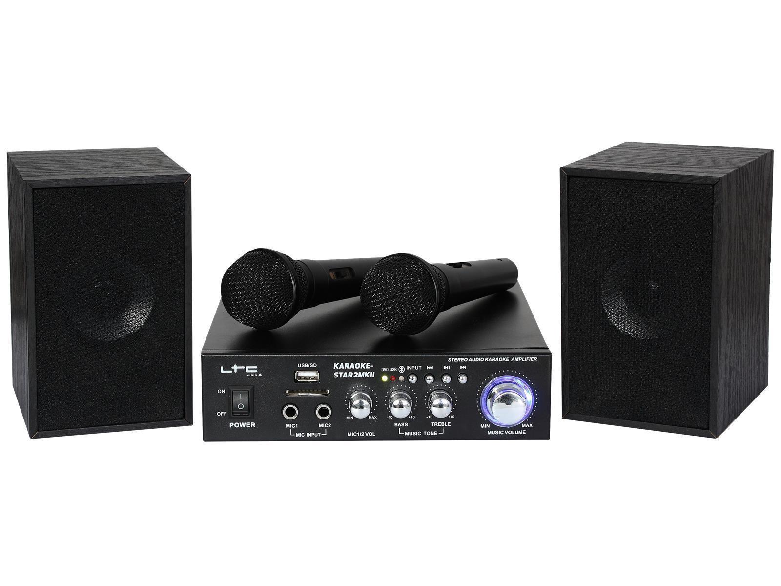 Karaoke-Set LTC ''STAR2-MKII'' USB/SD, Bluetooth, inkl. zwei Mikrofone und Boxen