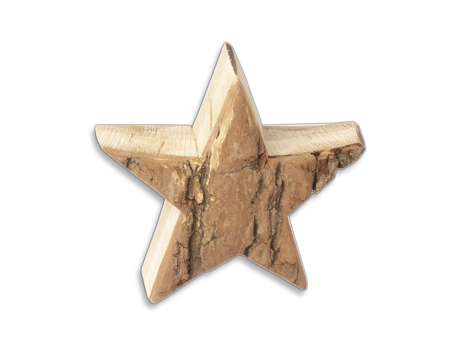 Stern mit Rinde aus Holz 13,5 cm