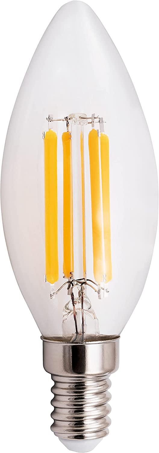 LED Filament Kerzenlampe McShine ''Filed'', E14, 6W, 820 lm, warmweiß, klar