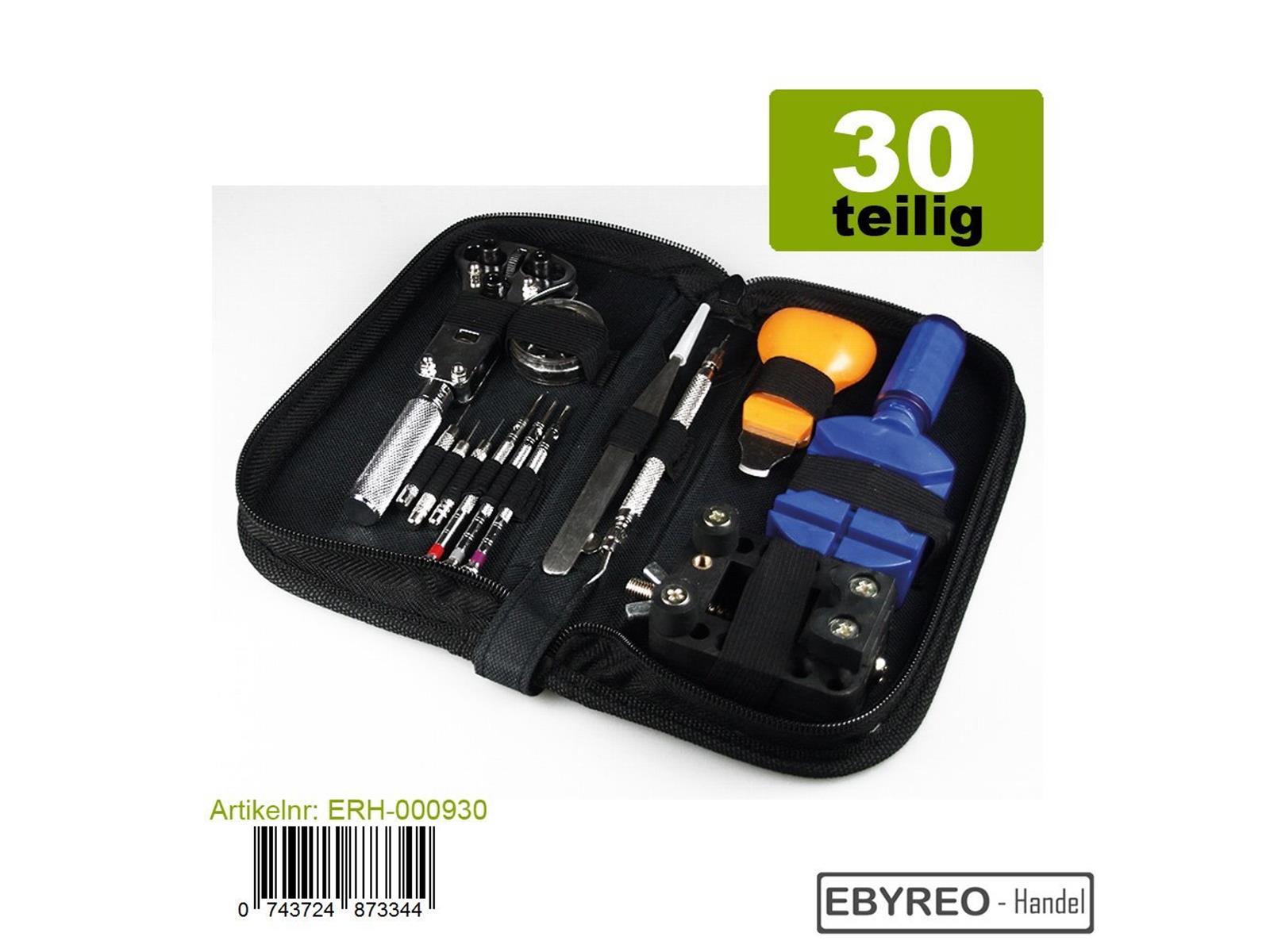 EbyReo® 30-teiliges Uhrenwerkzeugset Reperatur Set "Uhrmacher" in robuster Nylon-Tasche