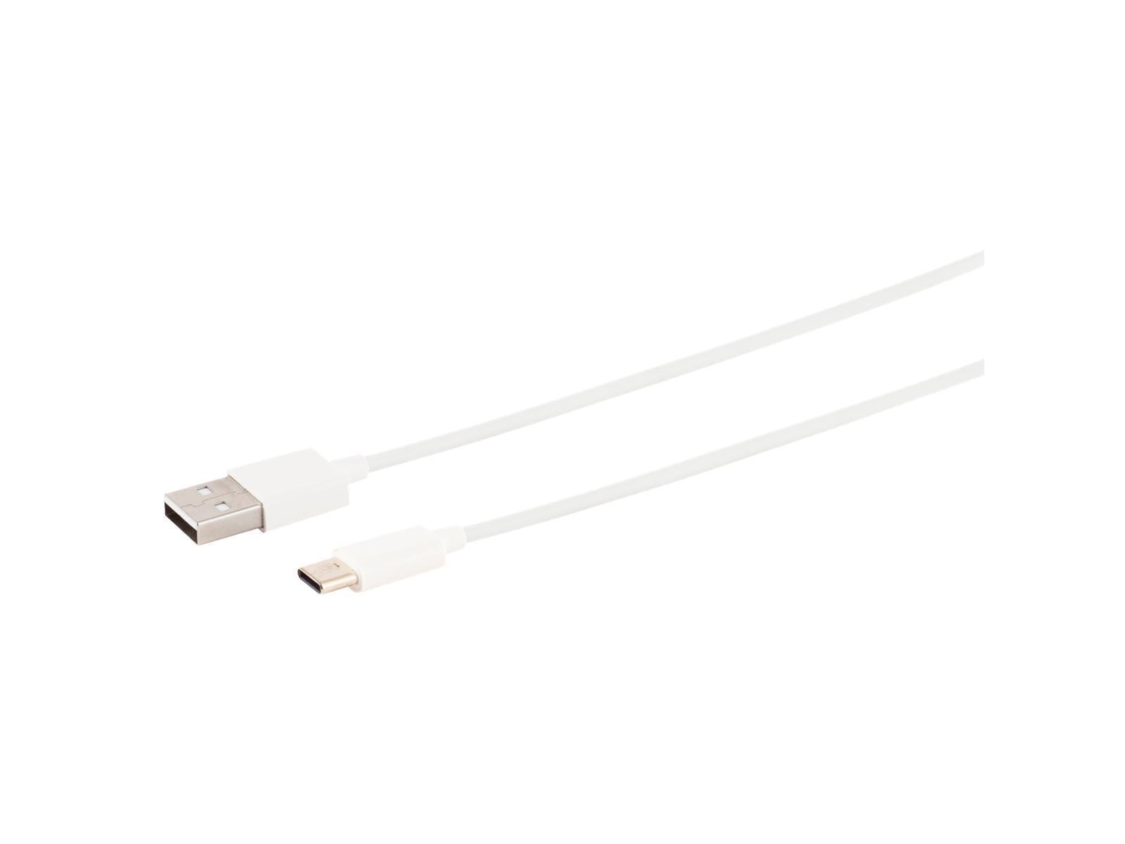 USB Lade-Sync Kabel, USB-A Stecker auf USB C-Stecker, 2.0, ABS, weiß, 1,5m
