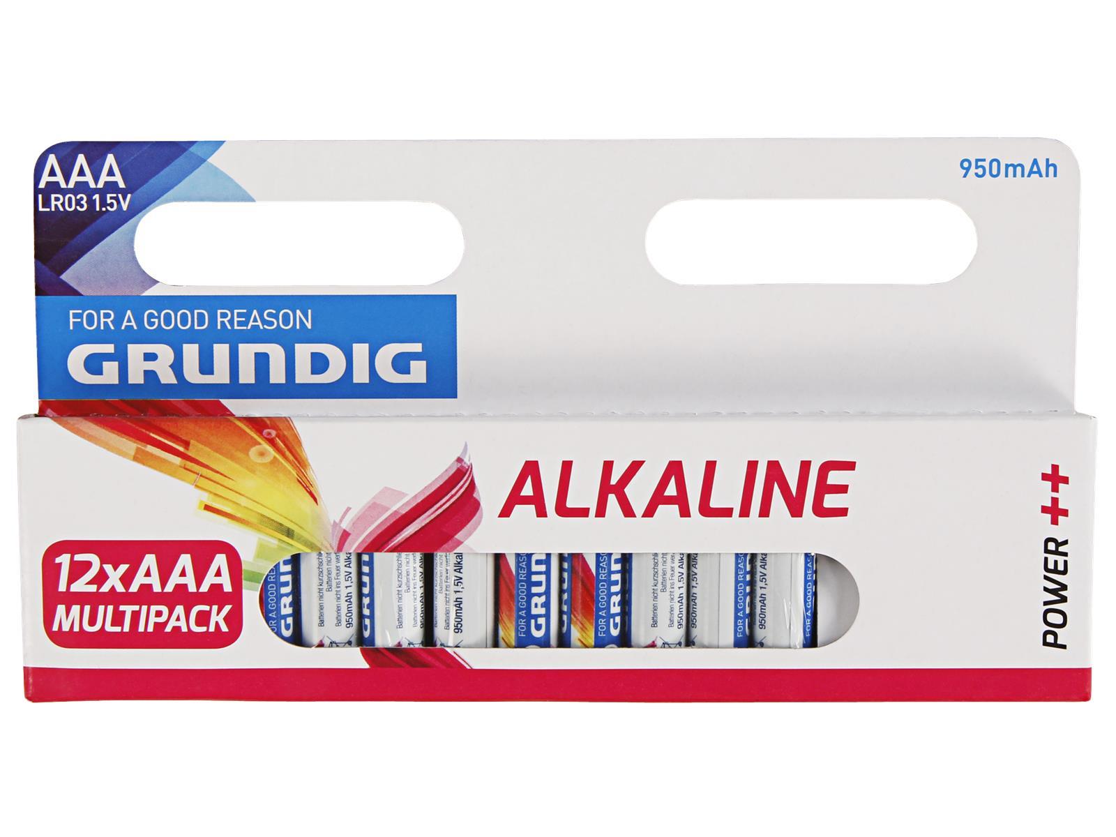 Micro-Batterie GRUNDIG Alkaline, 1,5V, Typ AAA/LR03, 12er-Pack