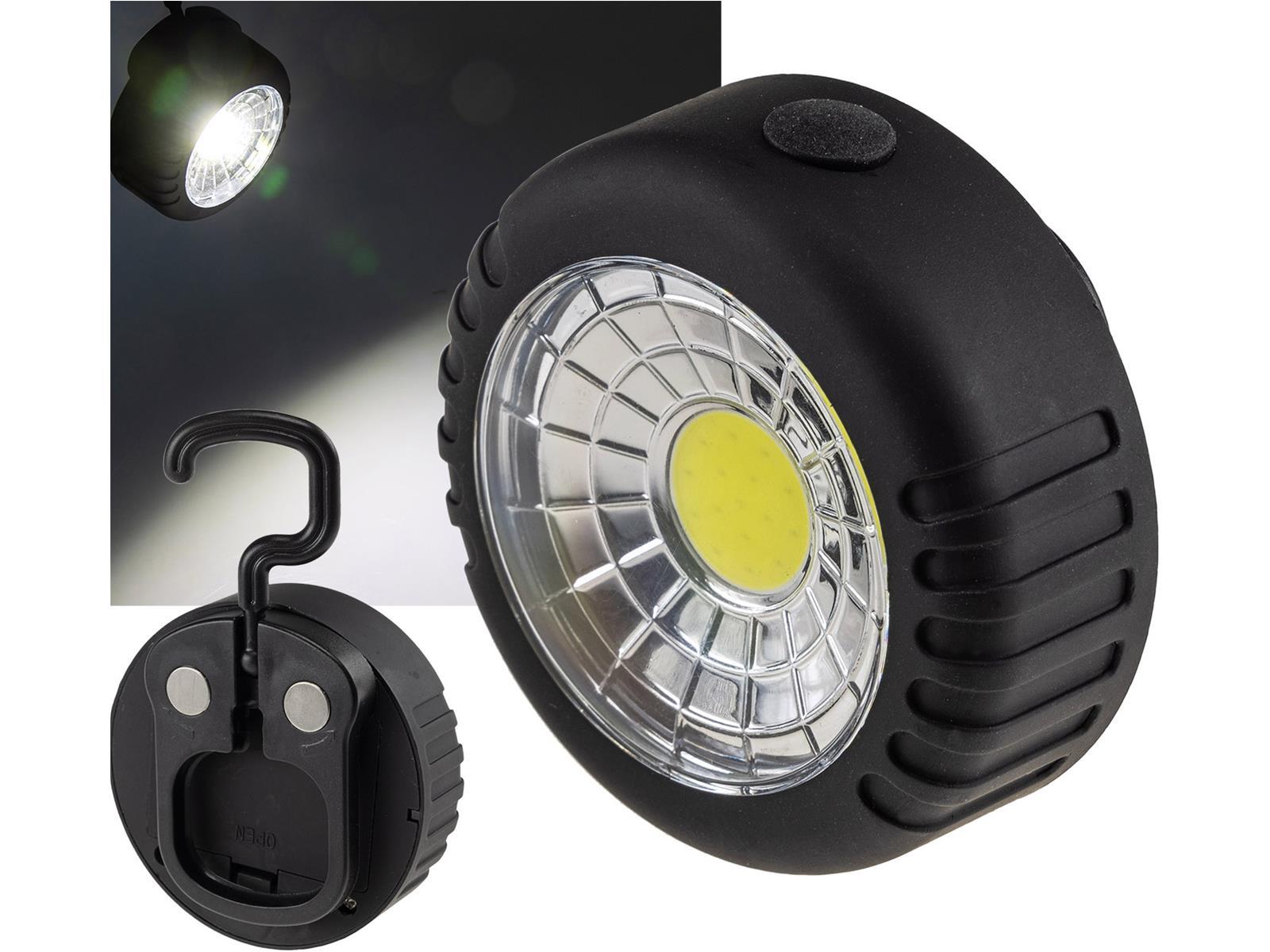 LED Arbeitsleuchte mit Magnet "COB 100" 3x AAA Batterie, Haken, 75x35mm, 6000k