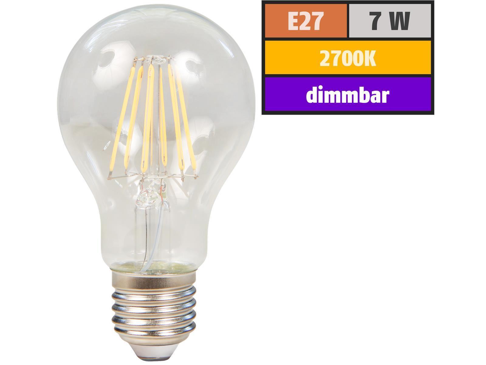 LED Filament Glühlampe McShine ''Filed'', E27, 7W, 820 lm, warmweiß, dimmbar, klar