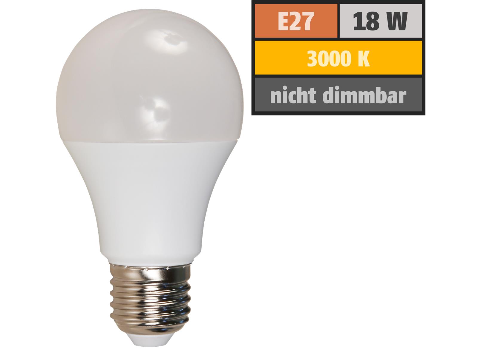 LED Glühlampe Premium, E27, 18W, 1800lm, 200°, 4000K, warmweiß, Ø60x139mm