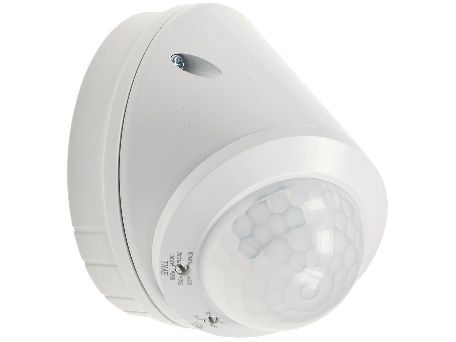 Wand- & Decken-Bewegungsmelder 360°LED geeignet, 8m Detektion, weiß