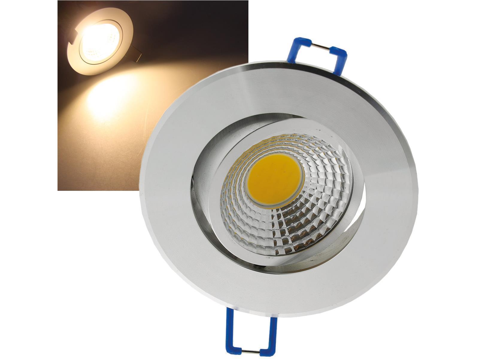 LED-Einbauleuchte "COB-3", 3W, 250lmALU, 3000K, 95°, Ø85xT47mm, Rahmen chrom