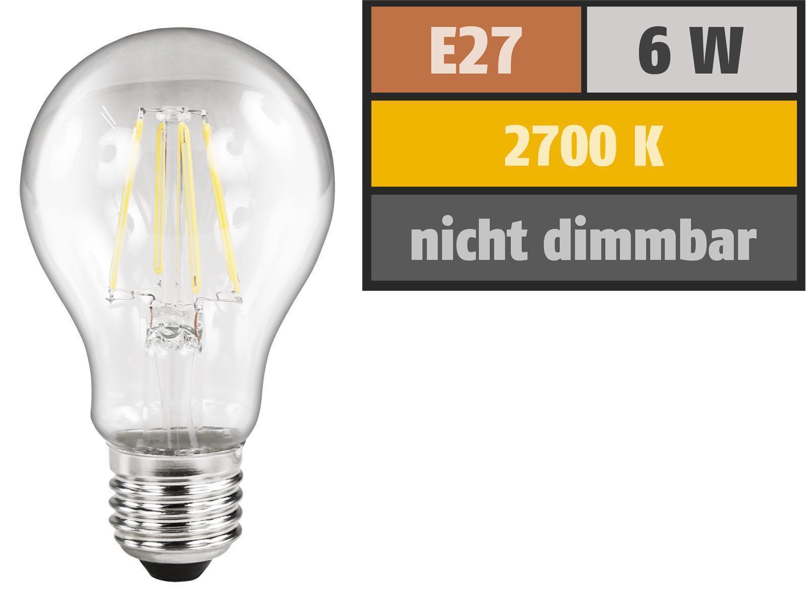 LED Filament Glühlampe McShine ''Filed'', E27, 6W, 670 lm, warmweiß