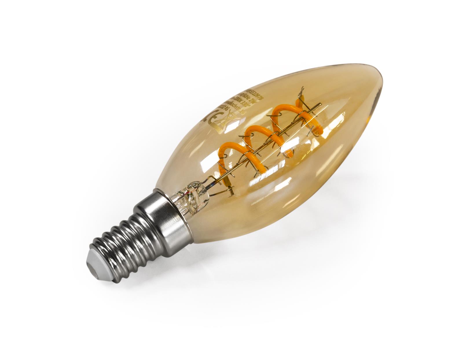 LED Filament Kerzenlampe McShine ''Retro'' E14, 2W, 150lm, warmweiß, goldenes Glas