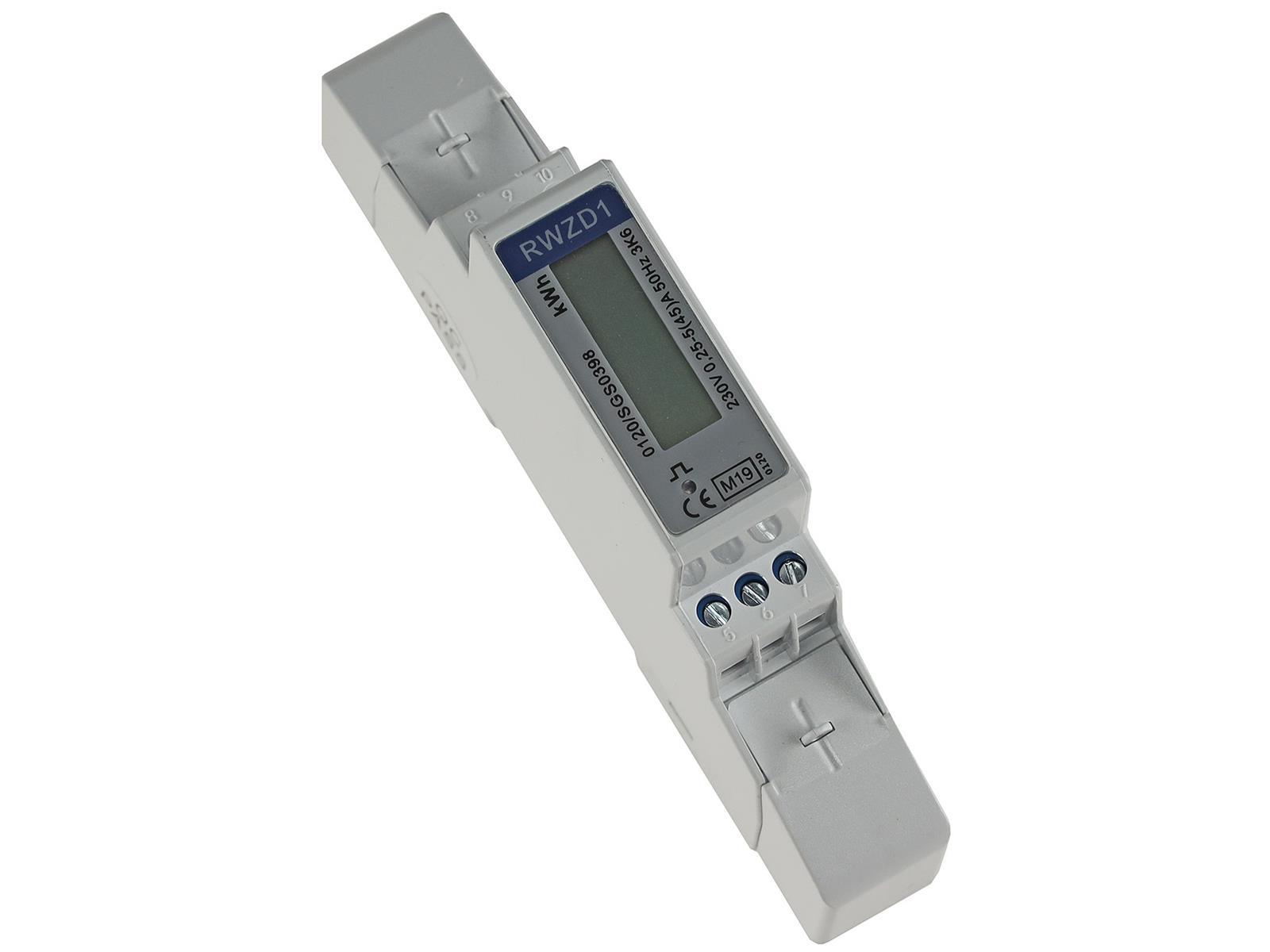 Wechselstromzähler für DIN Trägerschiene1-phasig 5A, 161-300V, 1TE, digital LCD