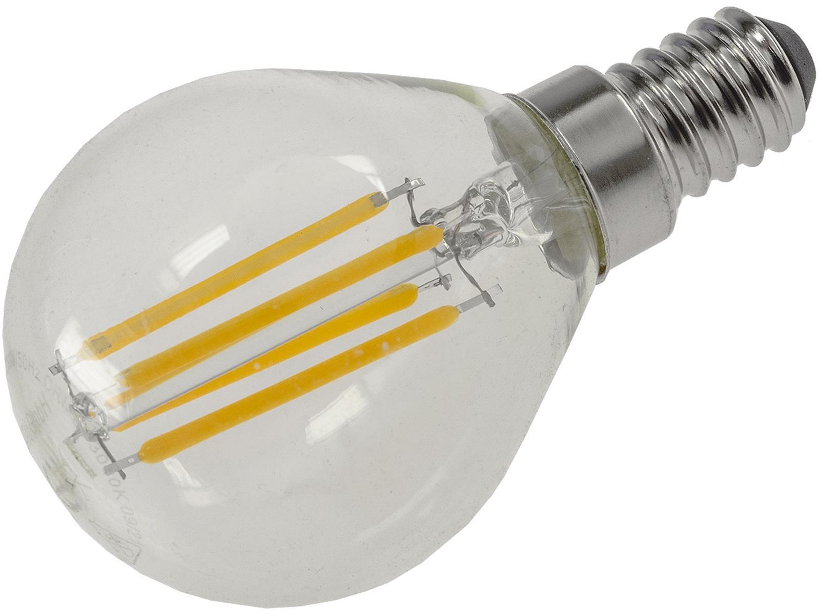 LED Tropfenlampe E14 "Filament T4"3000k, 500lm, 230V/4W, warmweiß