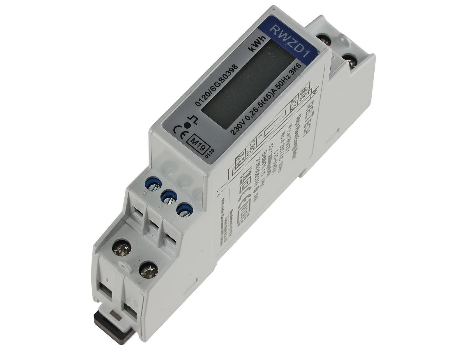 Wechselstromzähler für DIN Trägerschiene1-phasig 5A, 161-300V, 1TE, digital LCD