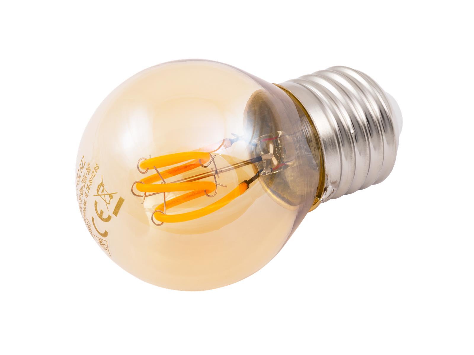 LED Filament Tropfenlampe McShine ''Retro'' E27, 1W, 90lm, warmweiß, goldenes Glas