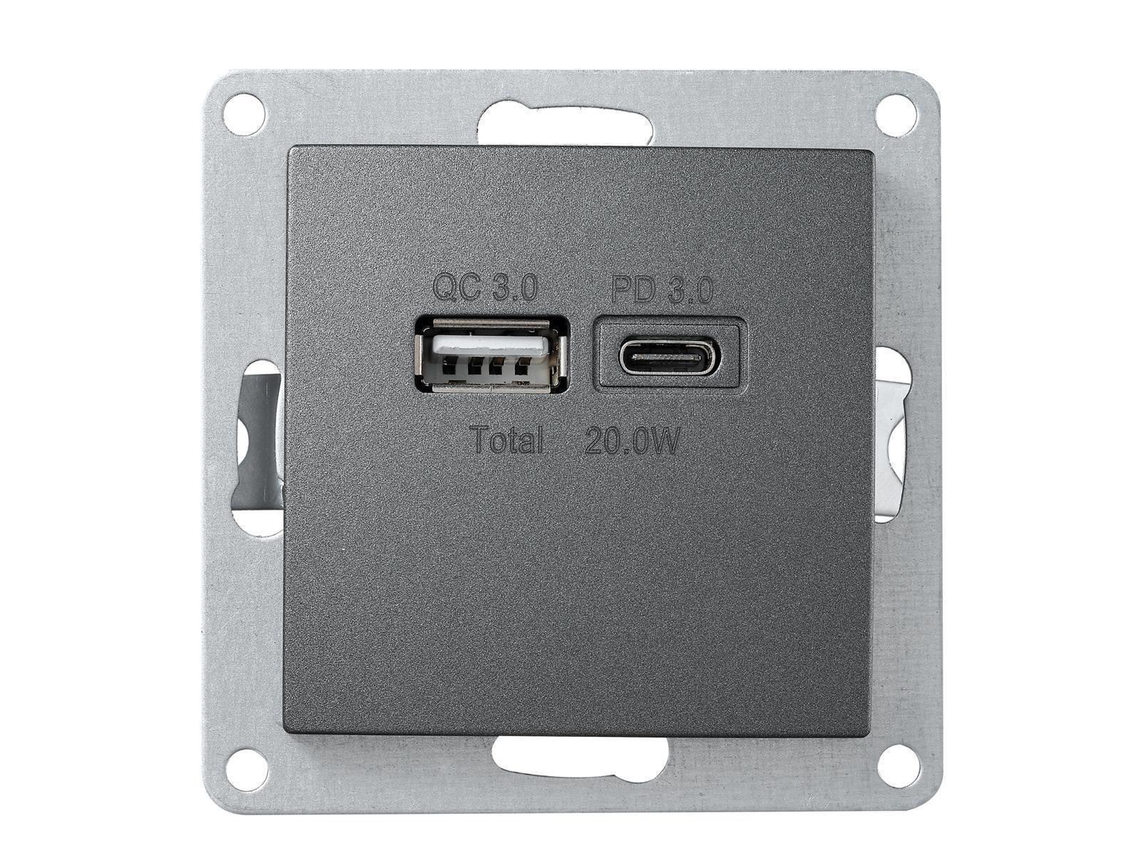 USB-Ladedose McPower ''Flair'', 2-fach, 3,4A, anthrazit