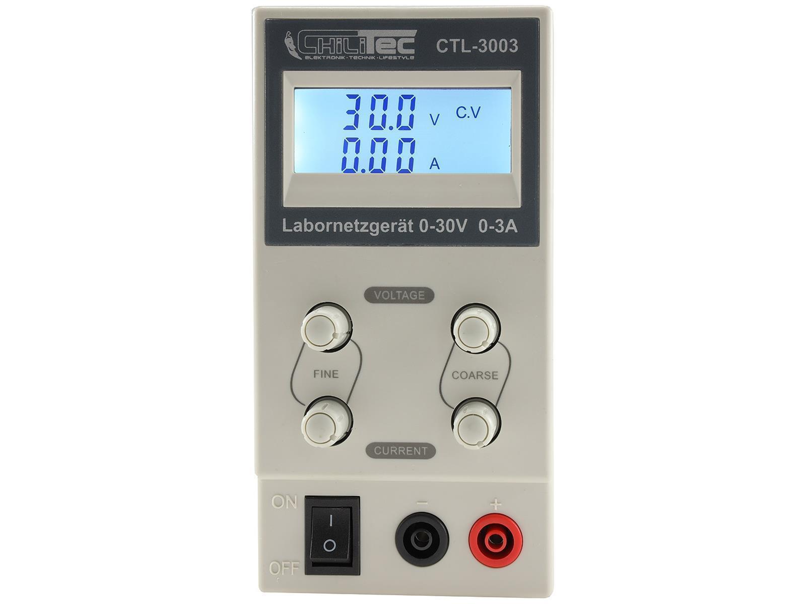 Regelbares Labornetzgerät "CTL-3003"beleuchtete LCD Anzeige, 0-30V, 0-3A