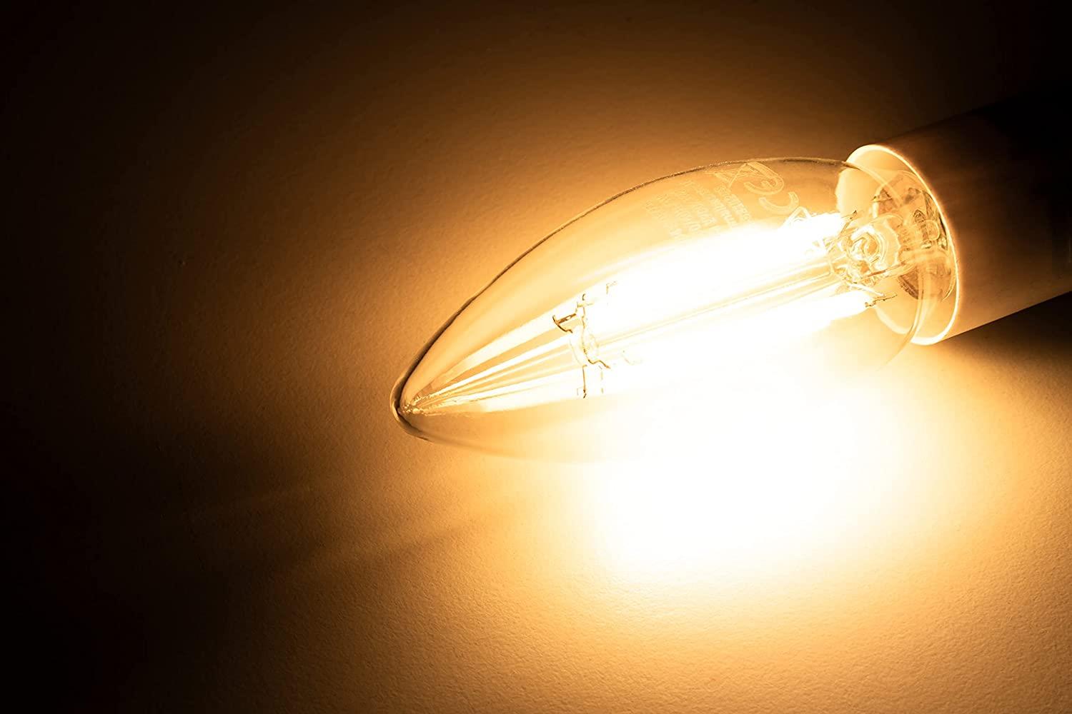 LED Filament Kerzenlampe McShine ''Filed'', E14, 6W, 820 lm, warmweiß, klar