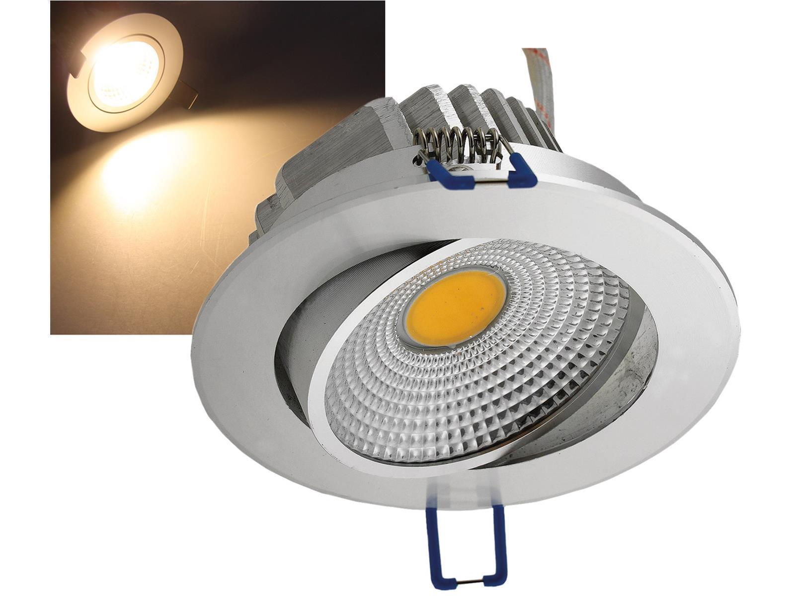 LED-Einbauleuchte "COB-7", 7W, 450lmALU, 3000K, 95°, Ø109xT47mm,Rahmen chrom