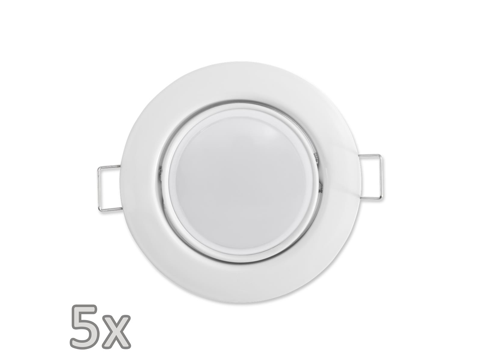 Einbauleuchten-Set McShine, 5xRahmen, 5xLED-Modul, 3W, 265lm, 230V, weiß