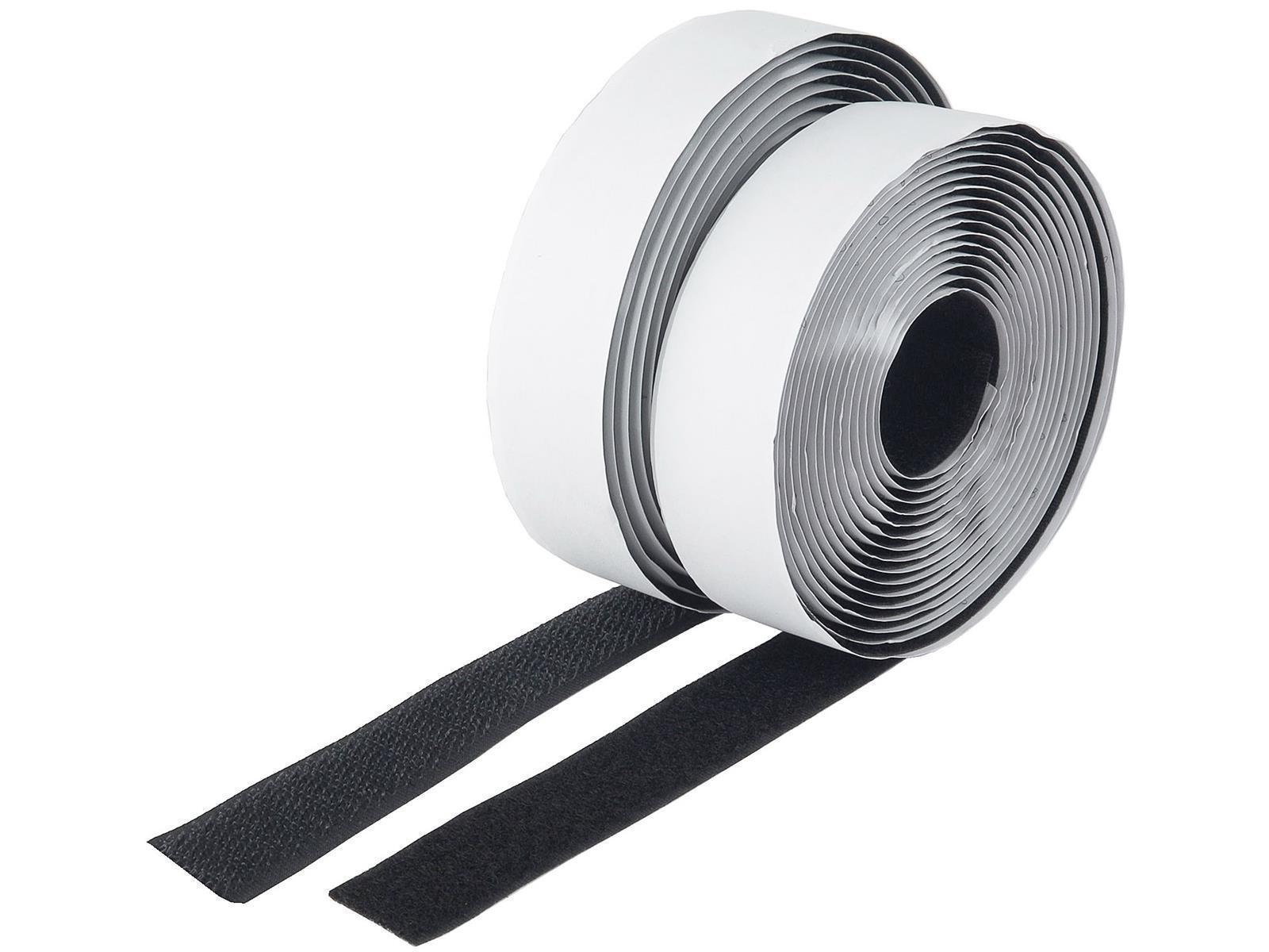 Klettband 3m auf Rolle, selbstklebend2-lagig, 300x2cm, schwarz