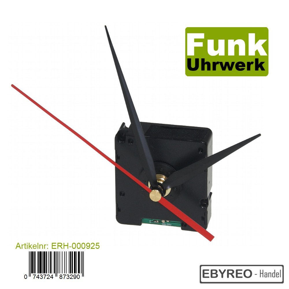 EbyReo® | präzises DCF Funk Uhrwerk mit 3 kompletten Zeigersätzen aus Kunstst...