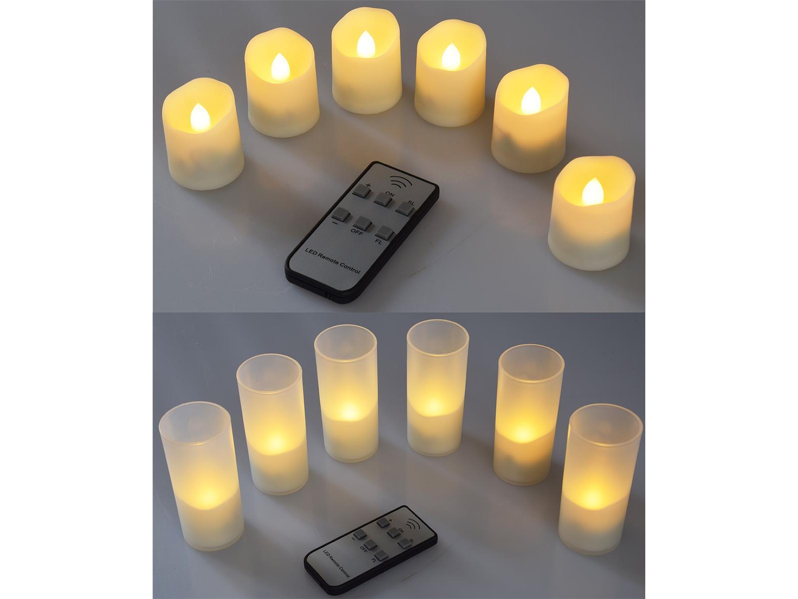 LED Kerzen mit IR-Fernbedienung, 6er-SetLadestation + Netzteil, warmweiß