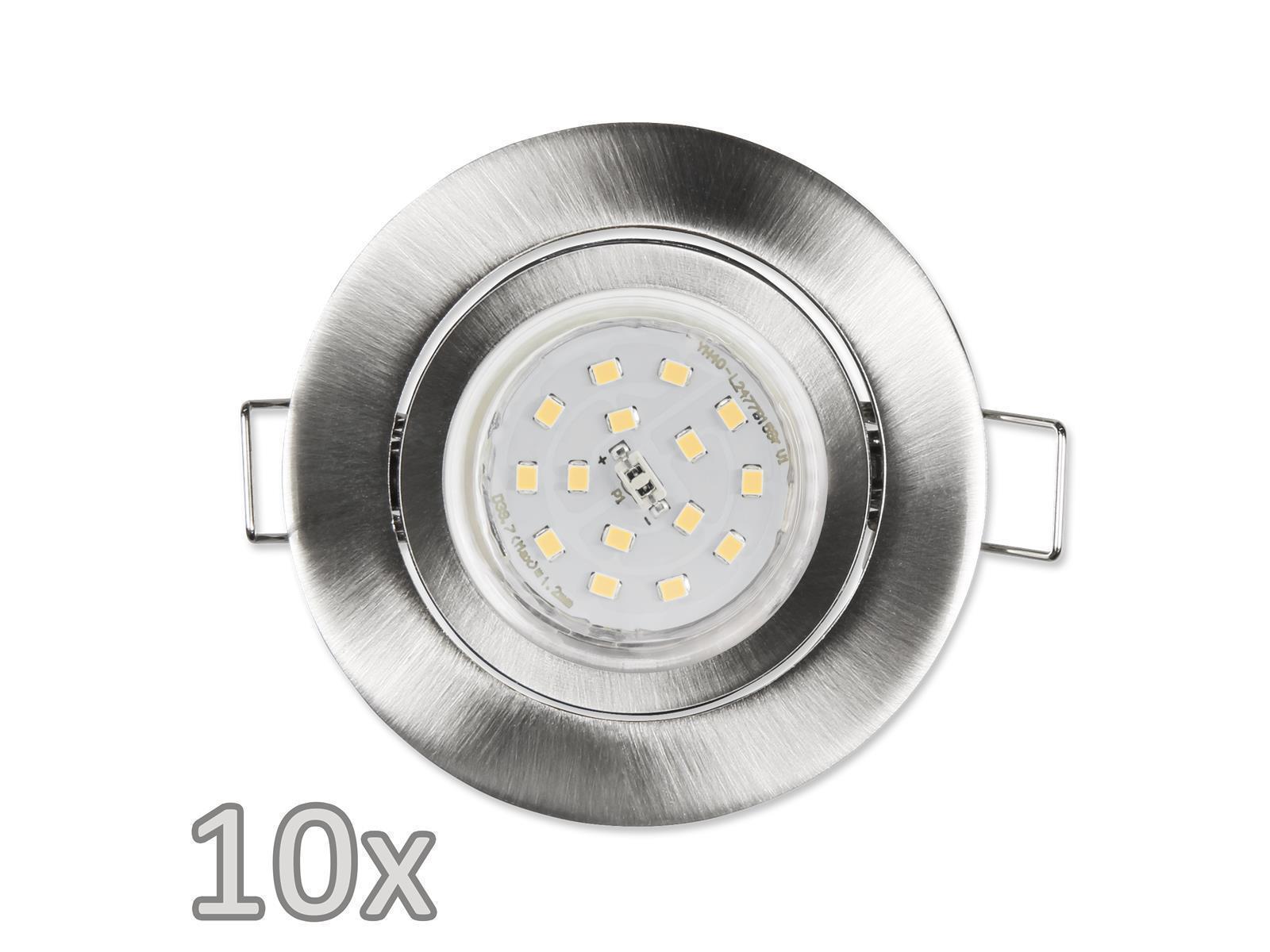 Einbauleuchten-Set McShine, 10xRahmen, 10x LED-Strahler, 5W, 500lm, Edelstahl