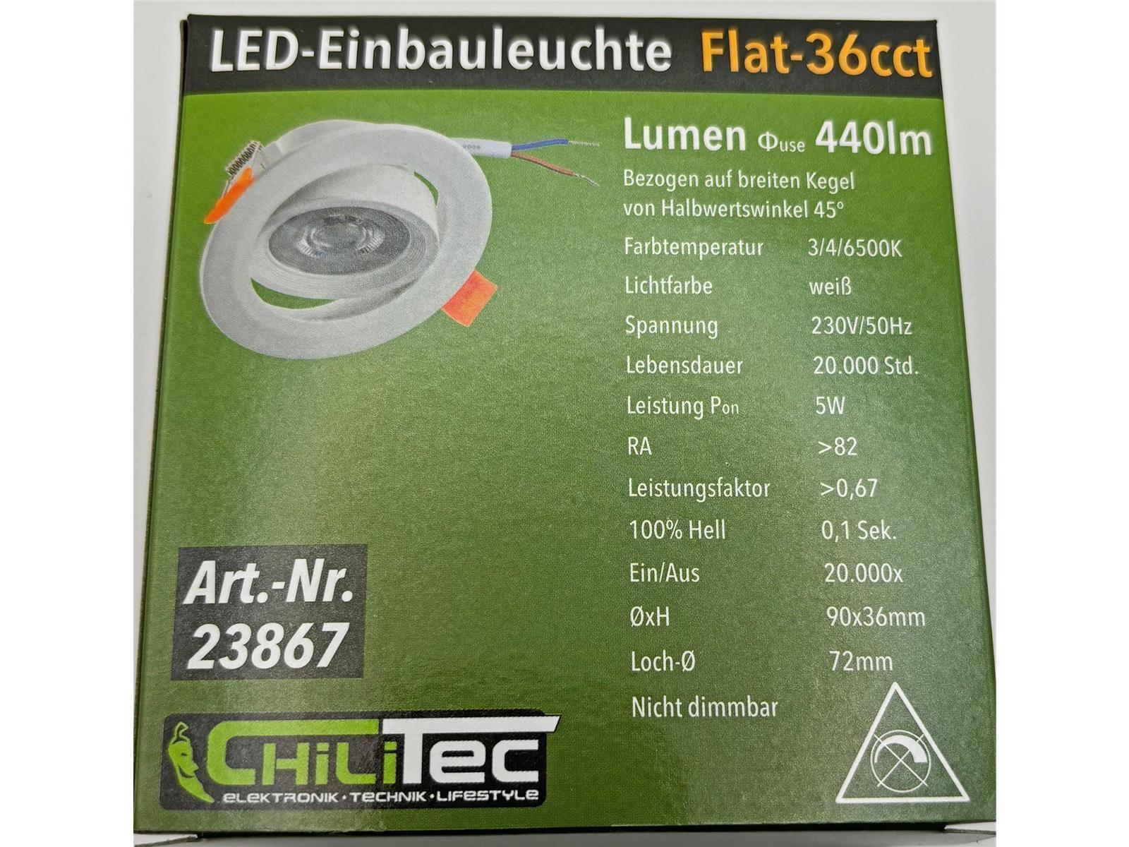 LED-Einbauleuchte "Flat-36 CCT" 5W, 3000/4000/6500K, schwenkbar